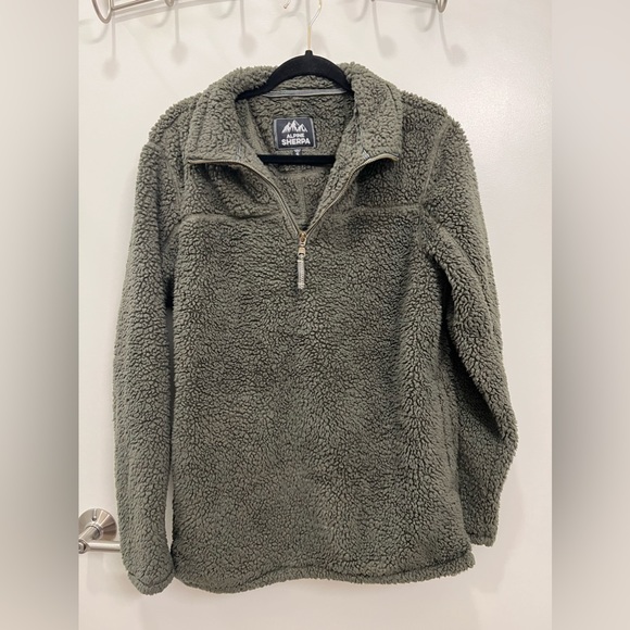 Forest Green Sherpa Quarter Zip Pullover - Picture 2 of 3
